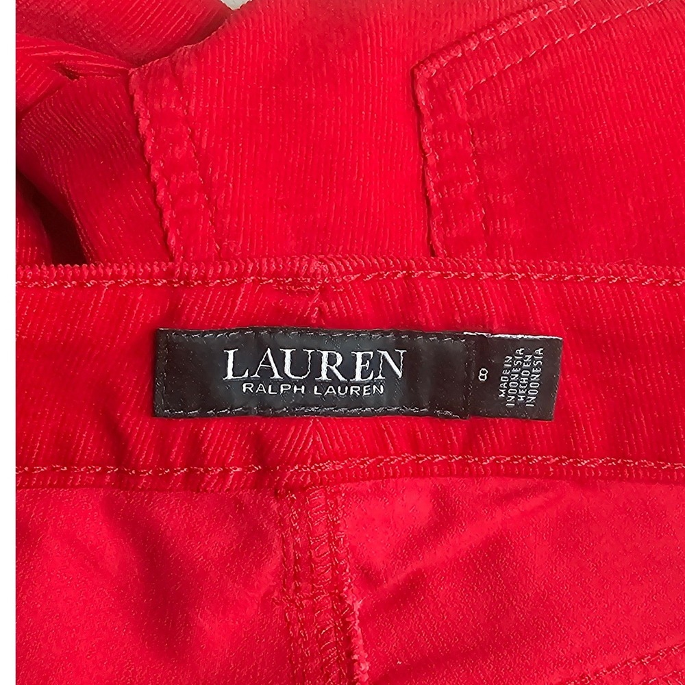 Lauren Ralph Lauren Red Corduroy Straight Leg Pants Womens Size 8 Stretch - Picture 16 of 16